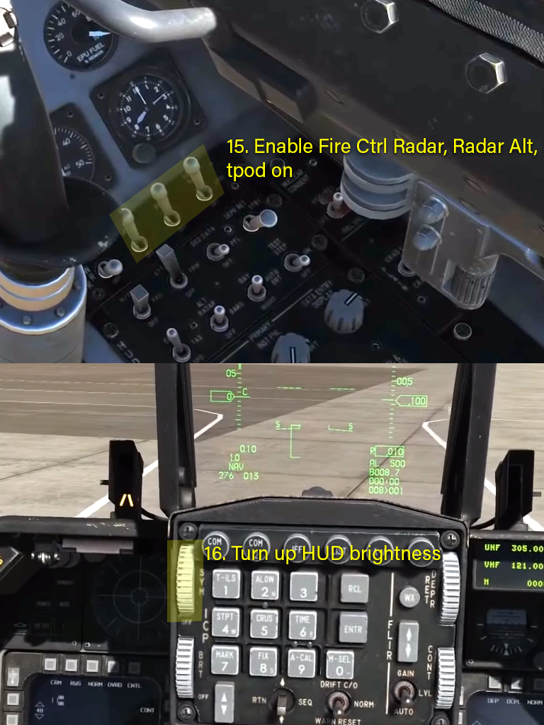 F16 Fast Cold Startup Kneeboard with Screenshots